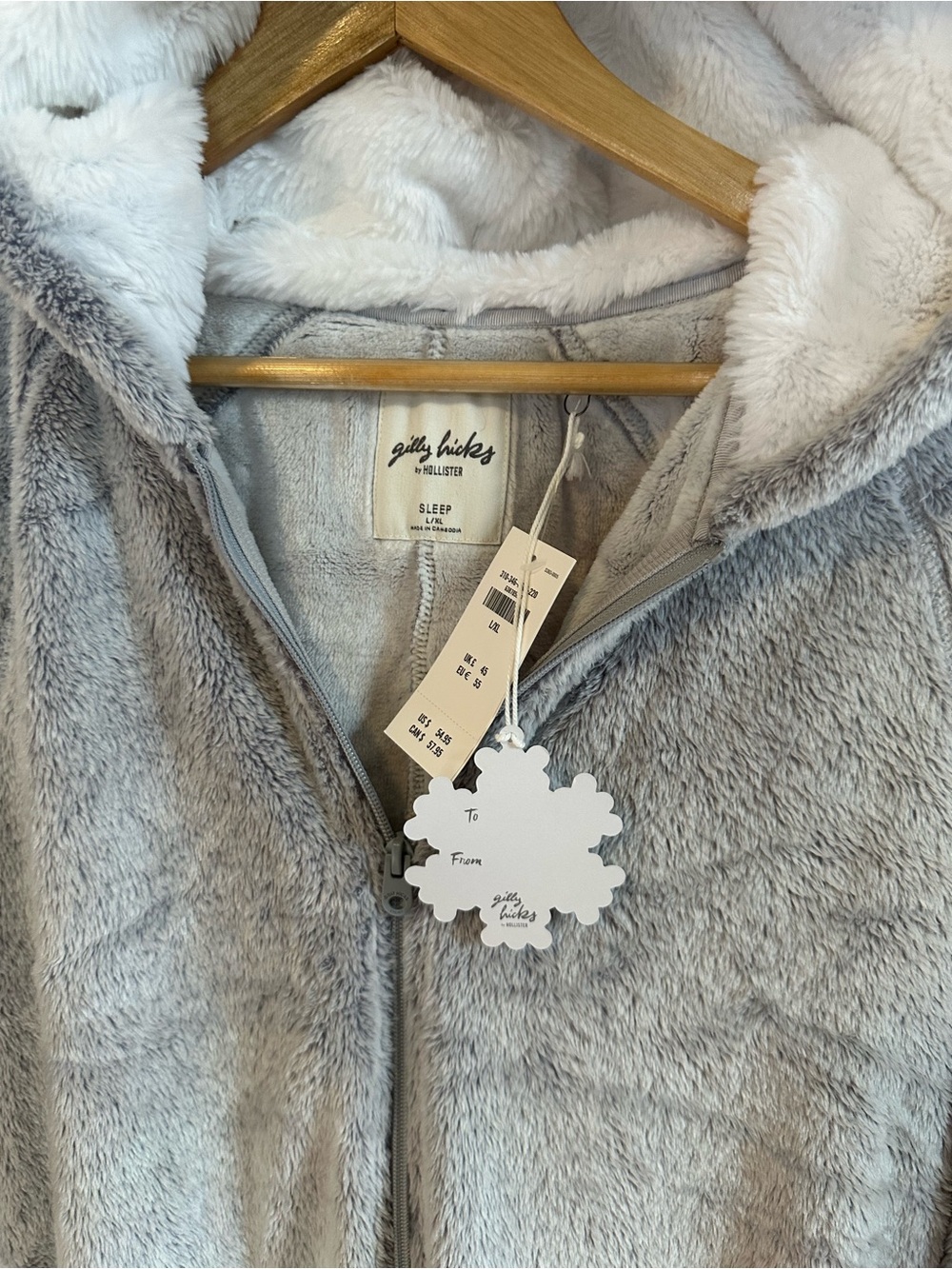 Gilly Hicks Plush Gray Sherpa Hooded Zip Onesie with Bear Ears - Picture 2 of 5